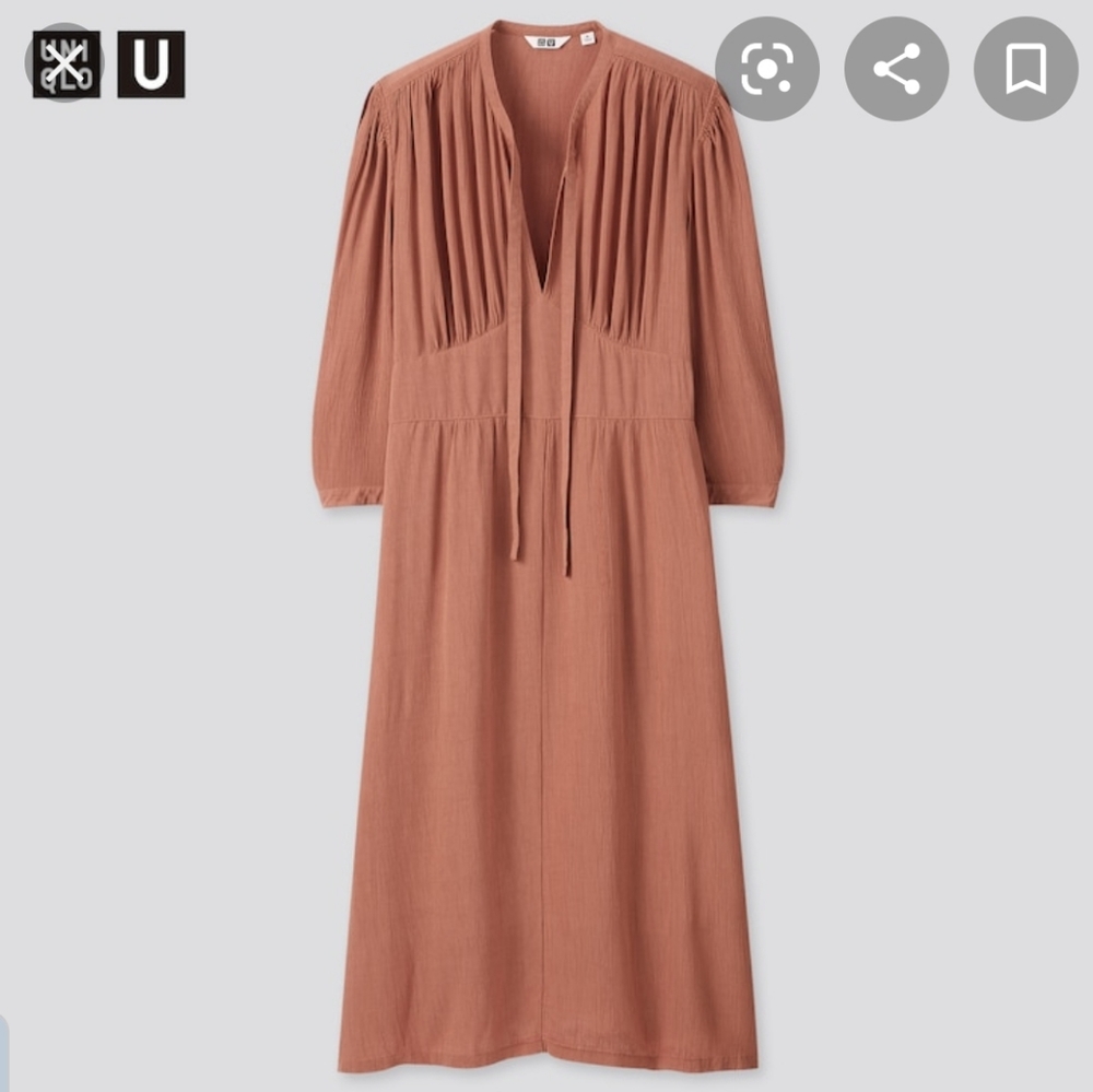 Uniqlo Long Sleeve Midi Dress in Terracotta